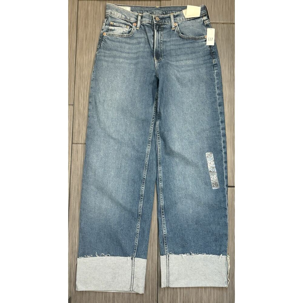 GAP Wide-Leg Flare Jeans in Medium Blue Denim